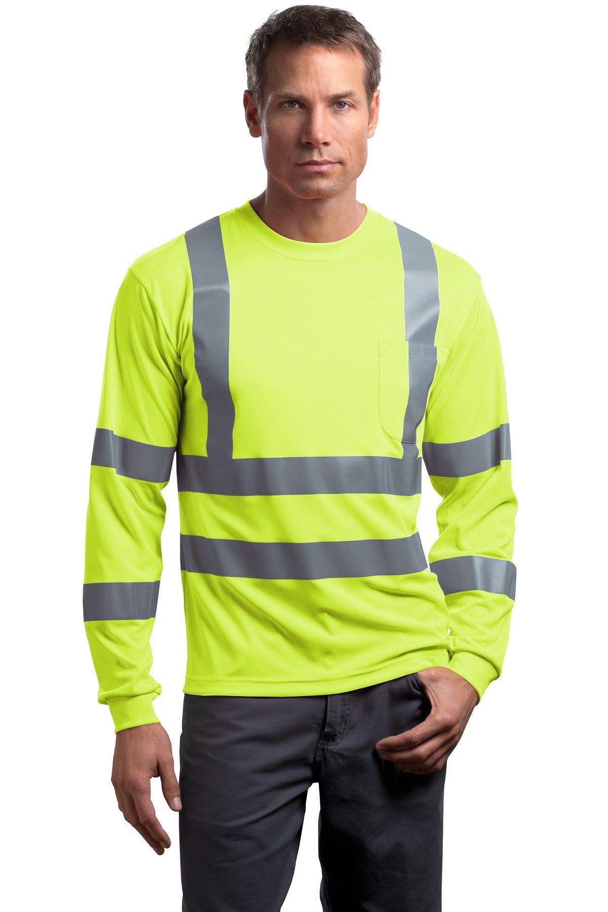 CornerStone ANSI 107 Class 3 Long Sleeve Snag-Resistant Reflective T-Shirt CS409