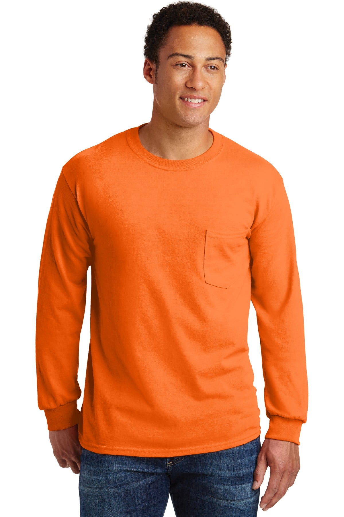 Gildan - Ultra Cotton 100% Cotton Long Sleeve T-Shirt with Pocket.  2410