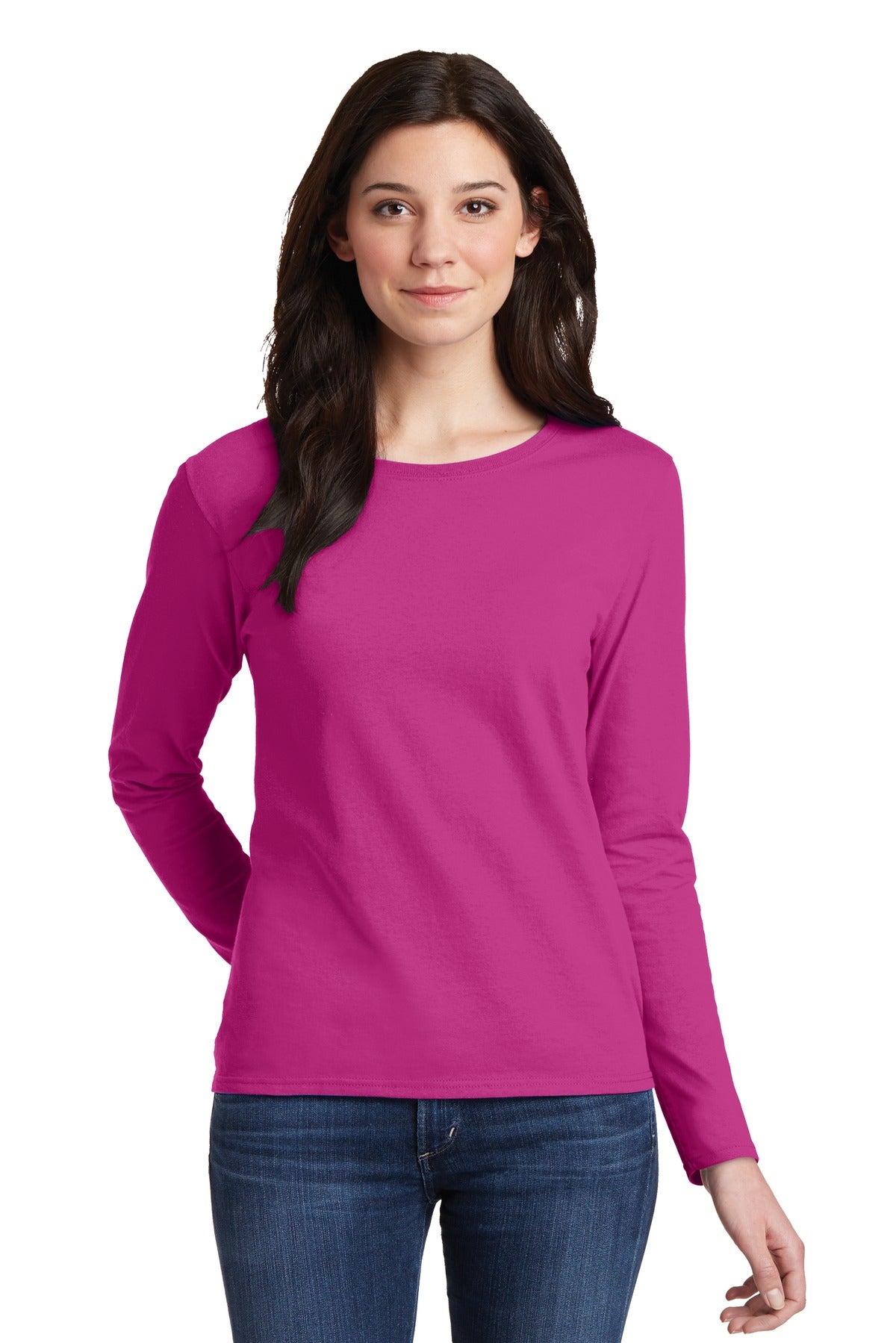 Gildan Ladies Heavy Cotton 100% Cotton Long Sleeve T-Shirt. 5400L