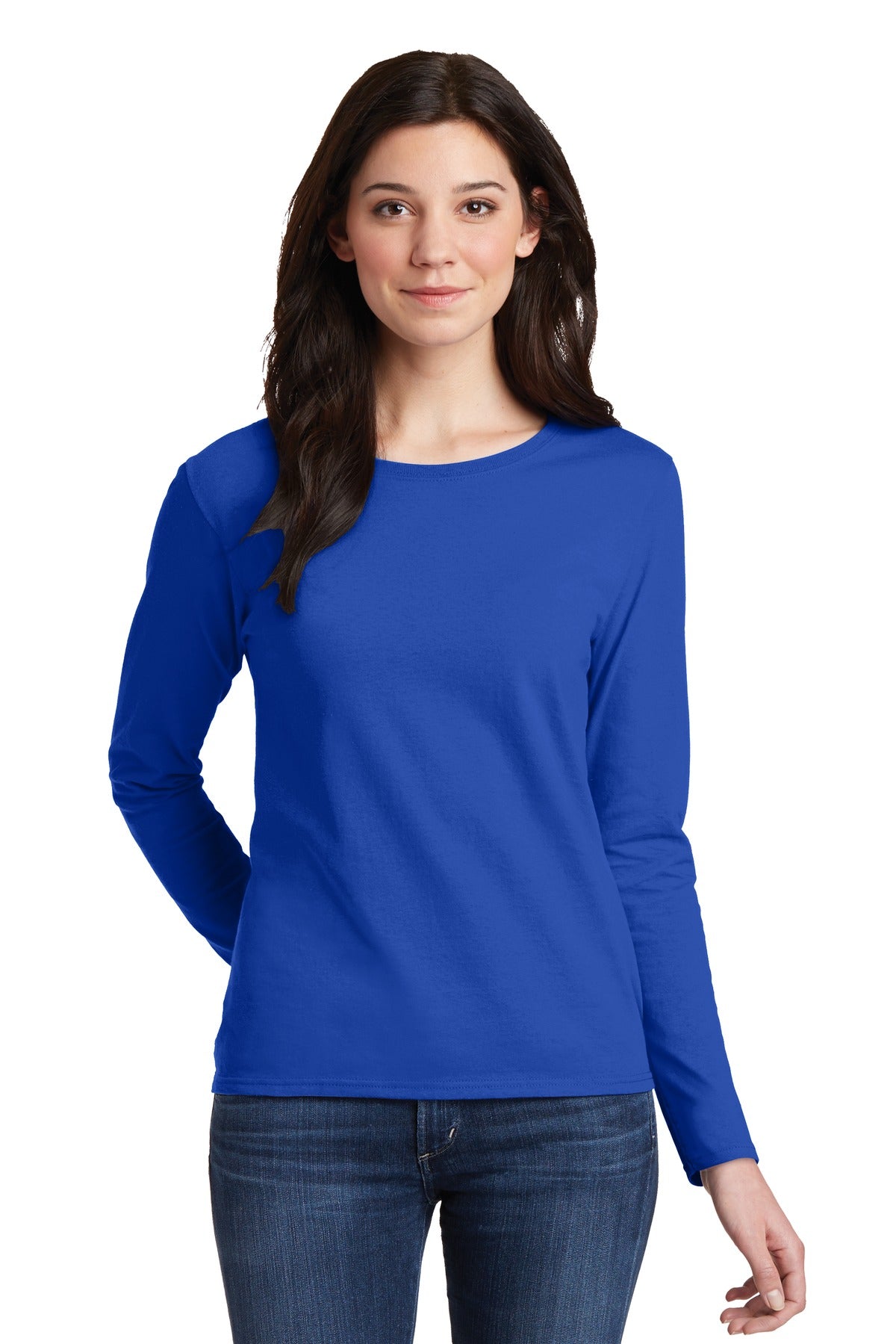 Gildan Ladies Heavy Cotton 100% Cotton Long Sleeve T-Shirt. 5400L
