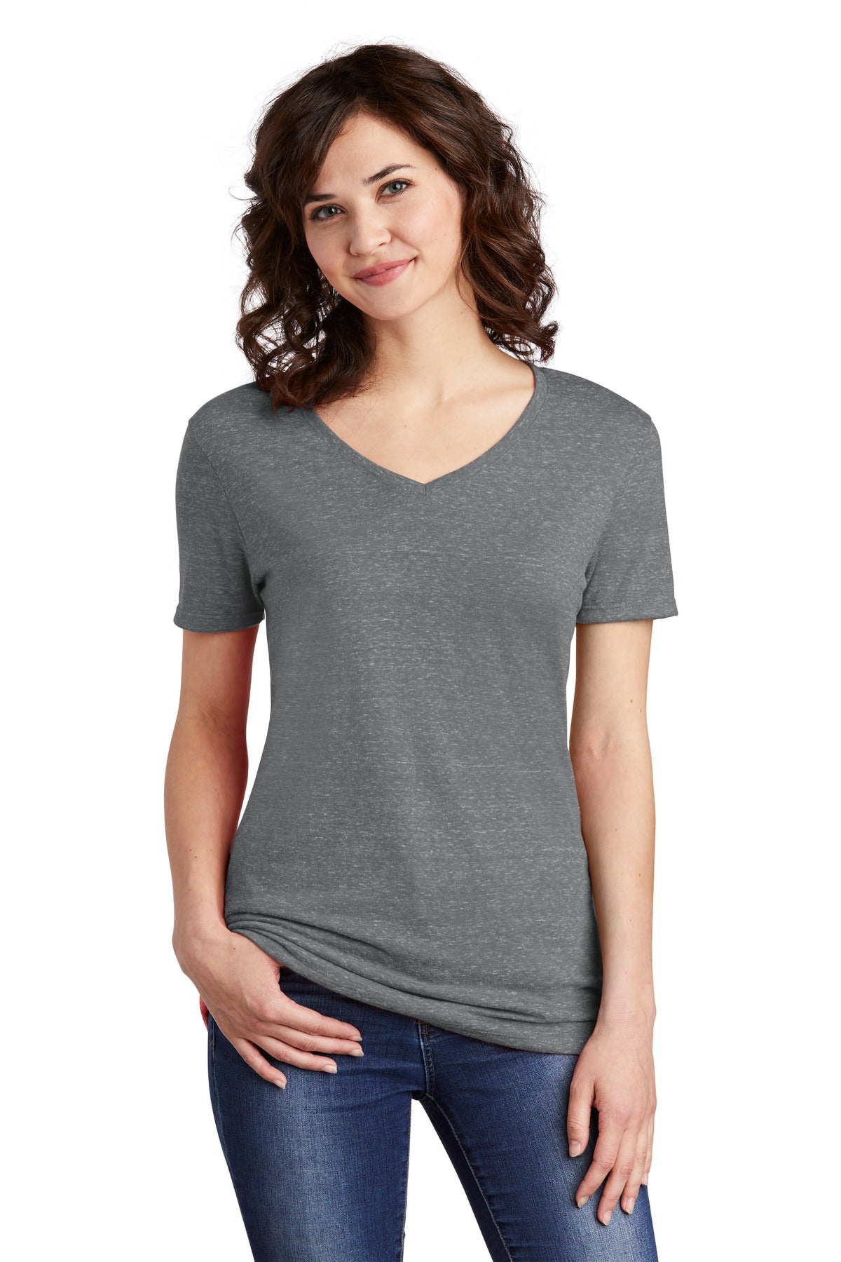 JERZEES  Ladies Snow Heather Jersey V-Neck T-Shirt 88WV