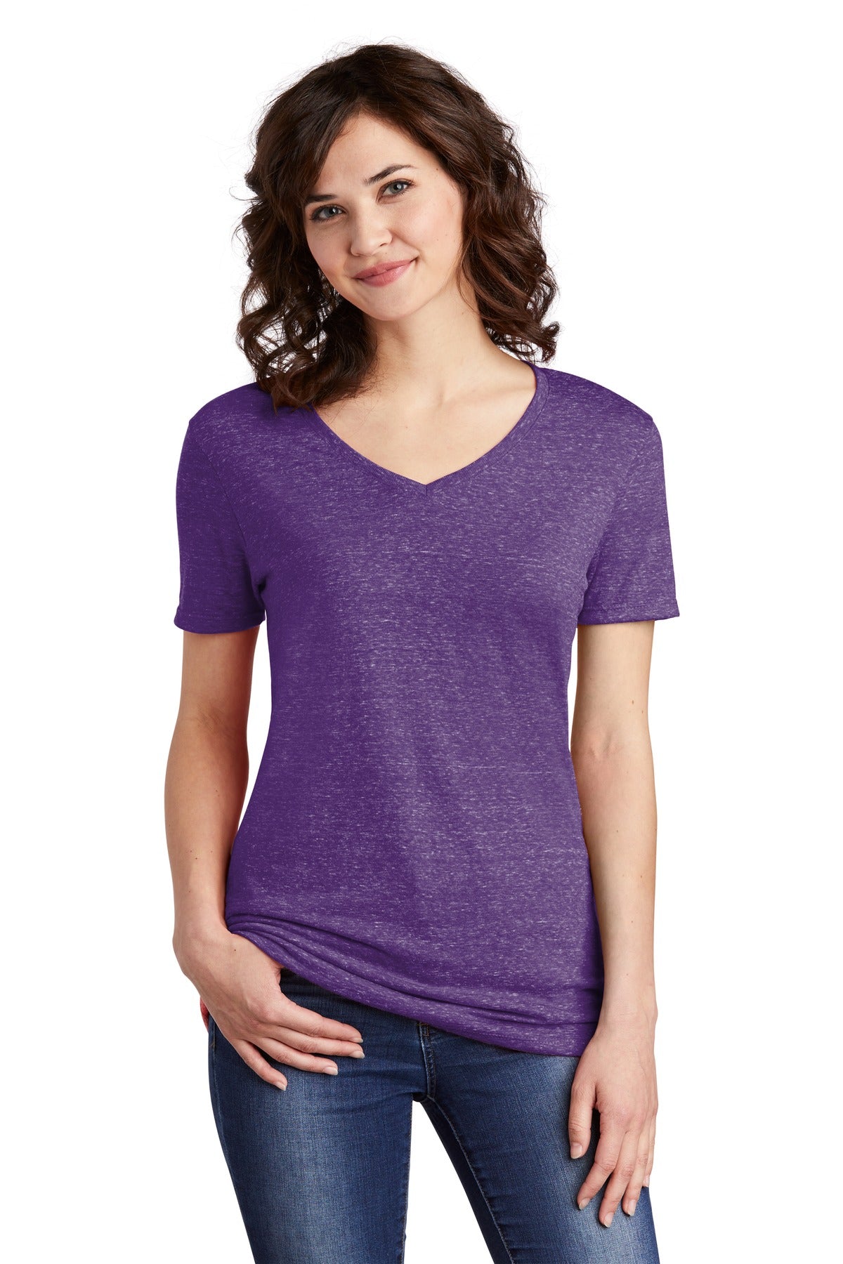 JERZEES  Ladies Snow Heather Jersey V-Neck T-Shirt 88WV