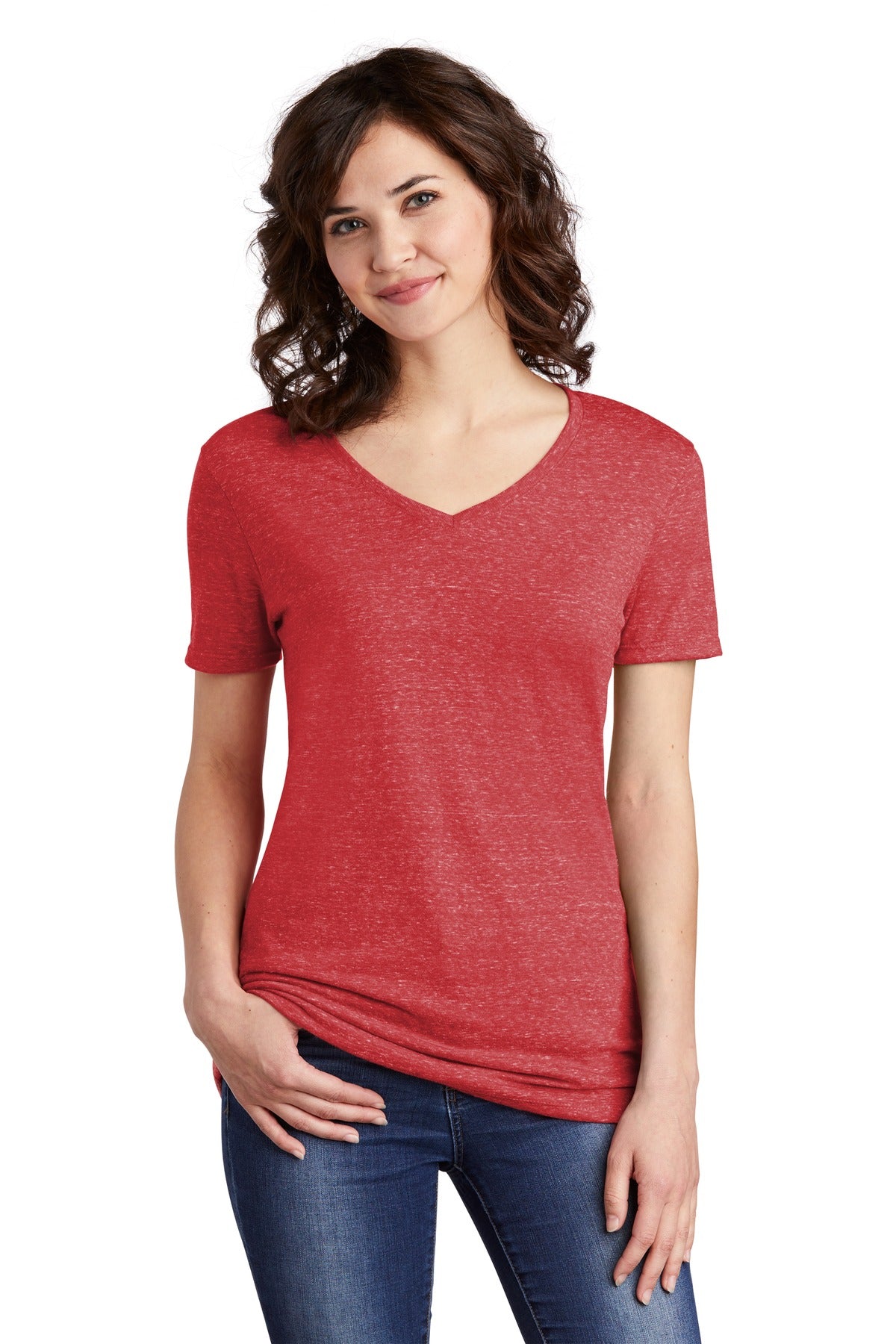 JERZEES  Ladies Snow Heather Jersey V-Neck T-Shirt 88WV