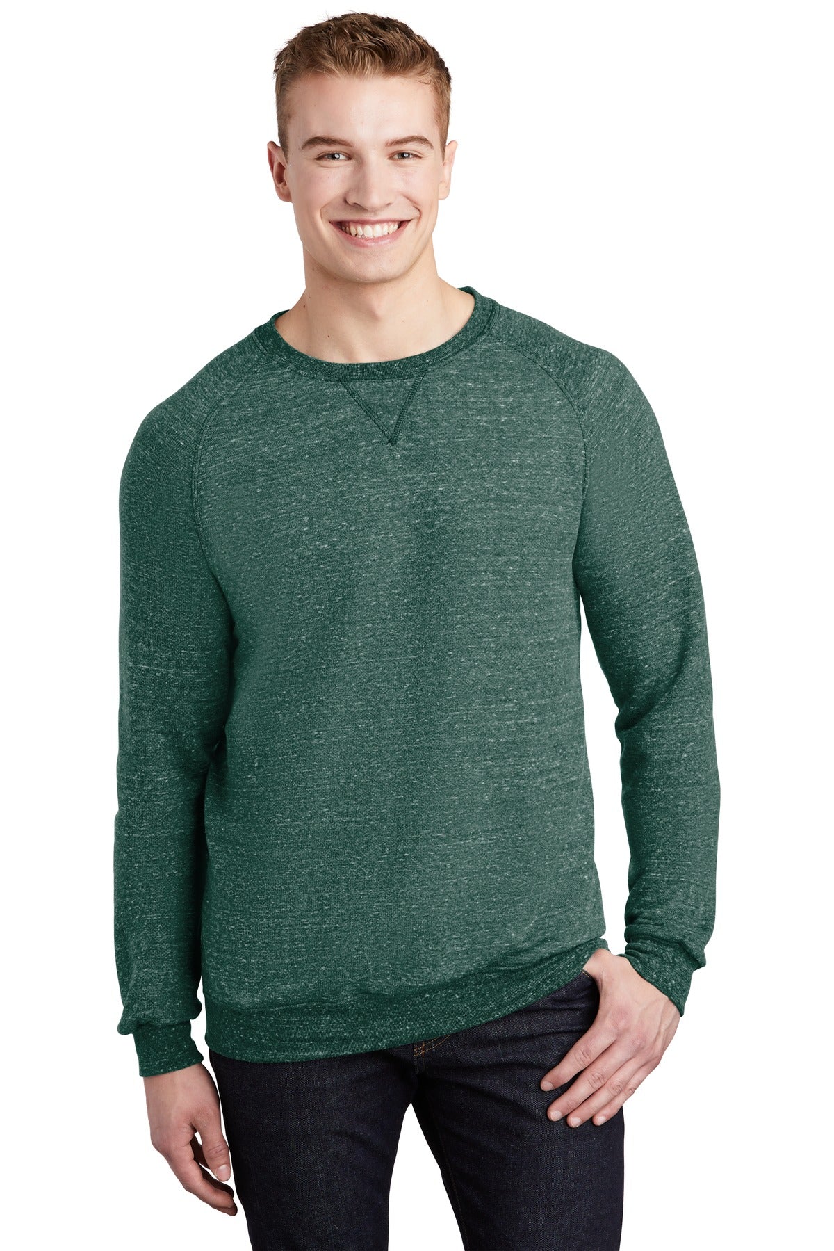 JERZEES  Snow Heather French Terry Raglan Crew 91M