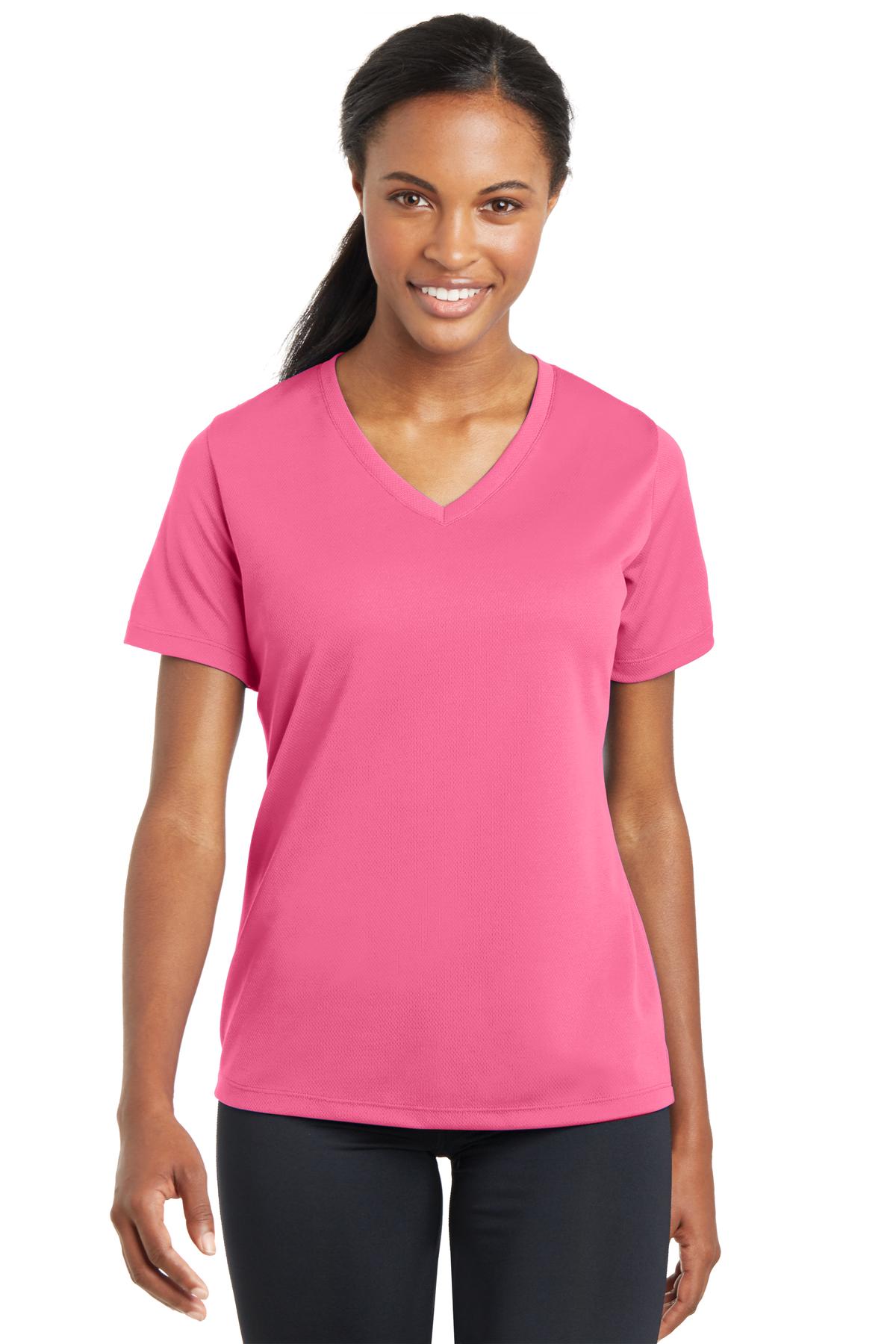 Sport-Tek Ladies PosiCharge RacerMesh V-Neck Tee. LST340