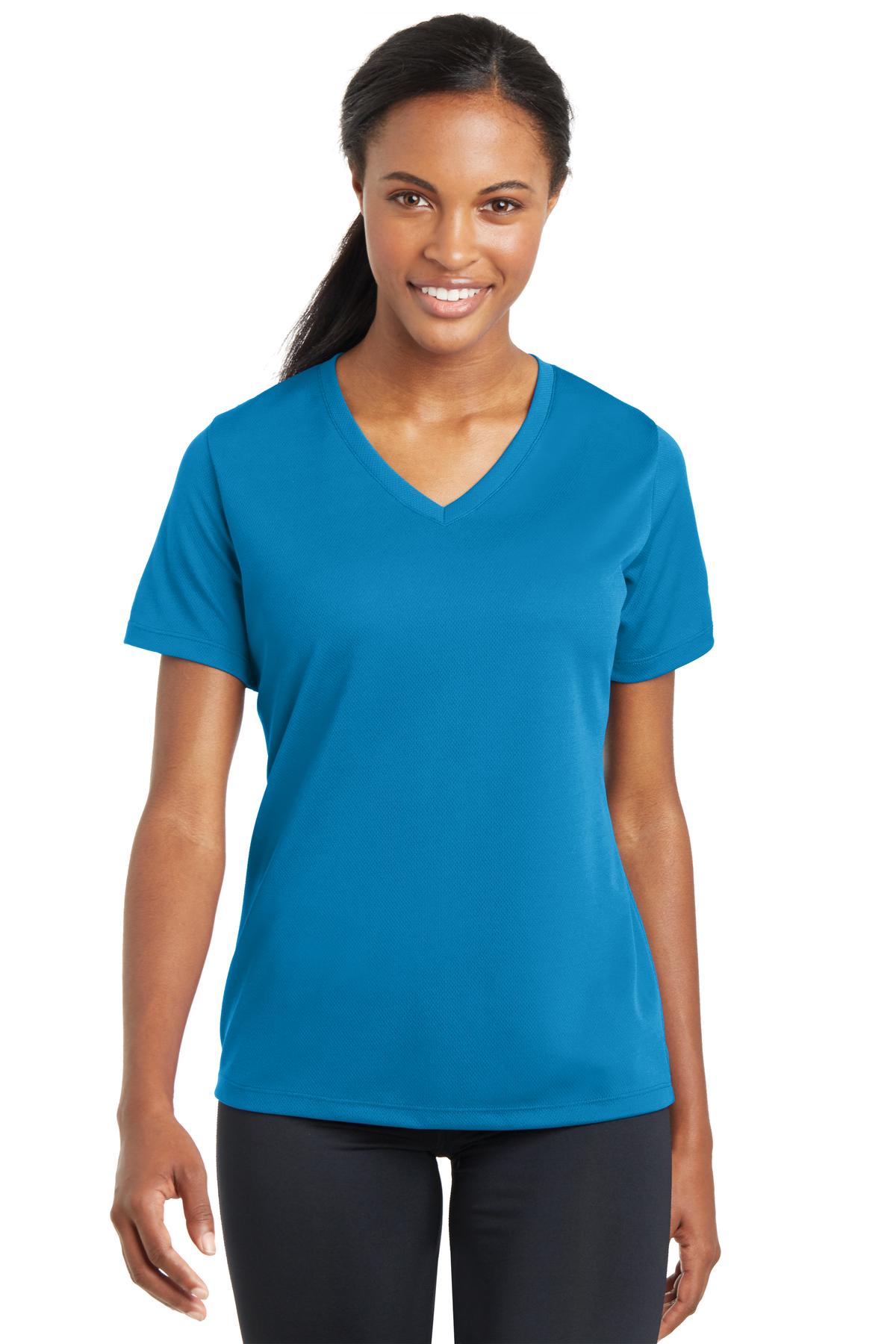 Sport-Tek Ladies PosiCharge RacerMesh V-Neck Tee. LST340