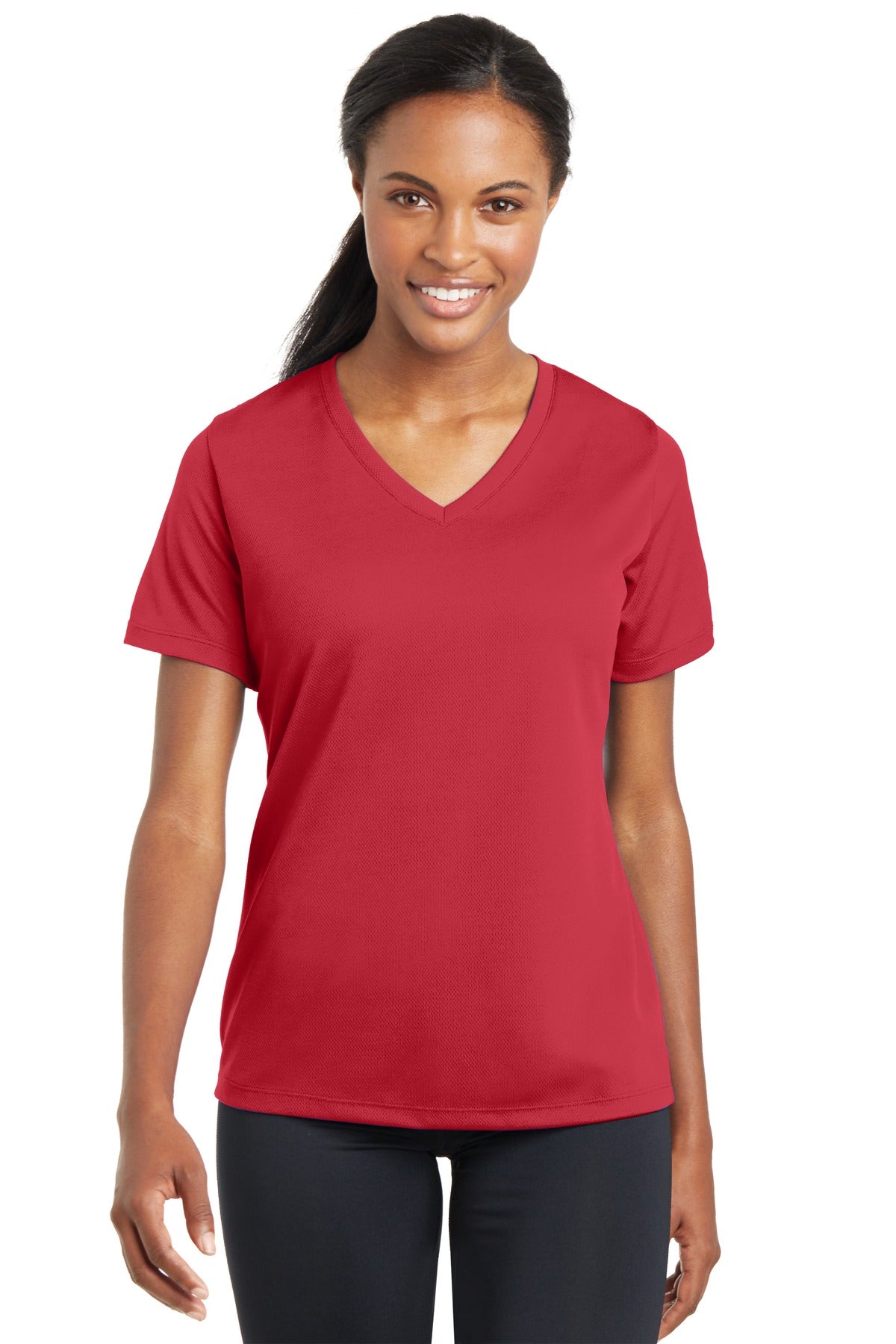 Sport-Tek Ladies PosiCharge RacerMesh V-Neck Tee. LST340