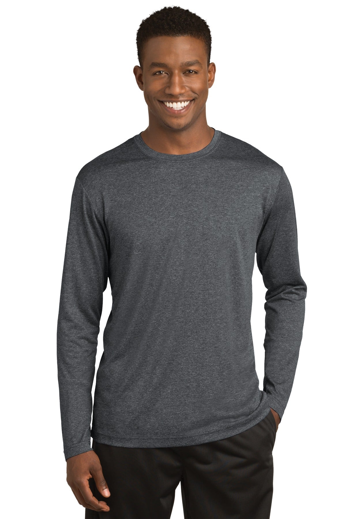 Sport-Tek Long Sleeve Heather Colorblock Contender Tee. ST361LS