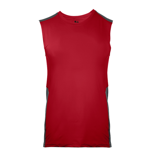 Line Embossed Sleeveless Fitted Tee